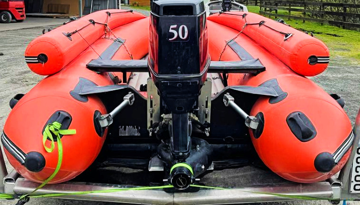 Tohatsu outboard jet motor on Lance Manins' SibRiver inflatable jet boat