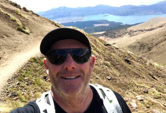 Paul Tobin hiking the Tongariro Crossing.