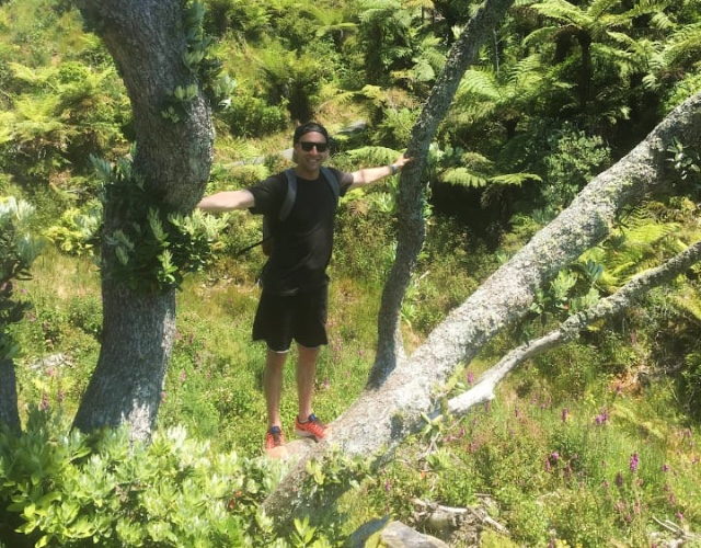 Daniel Barr during a walk to Pinnacles Hut and on to the summit of the Pinnacles, where spectacular views of the Coromandel Peninsula can be enjoyed.