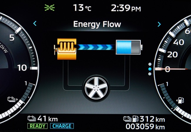 Mitsubishi Outlander PHEV charging display.