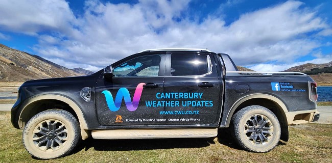 Canterbury Weather Updates ute at Lake Tennyson