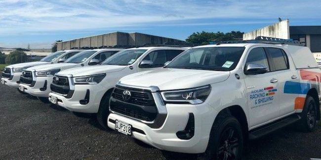 Some of Auckland Racking's fleet of utes leased from Driveline.